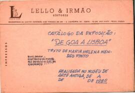 "Catálogo da exposição: «De Goa a Lisboa»: Texto de Maria Helena Mendes Pinto"