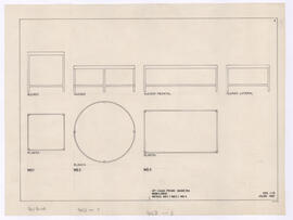 Mobiliário: mesas MS 1, MS 2, MS 3