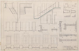 Projeto de execução: Escada em madeira da biblioteca / Portas em madeira / Lambrins em rodapé